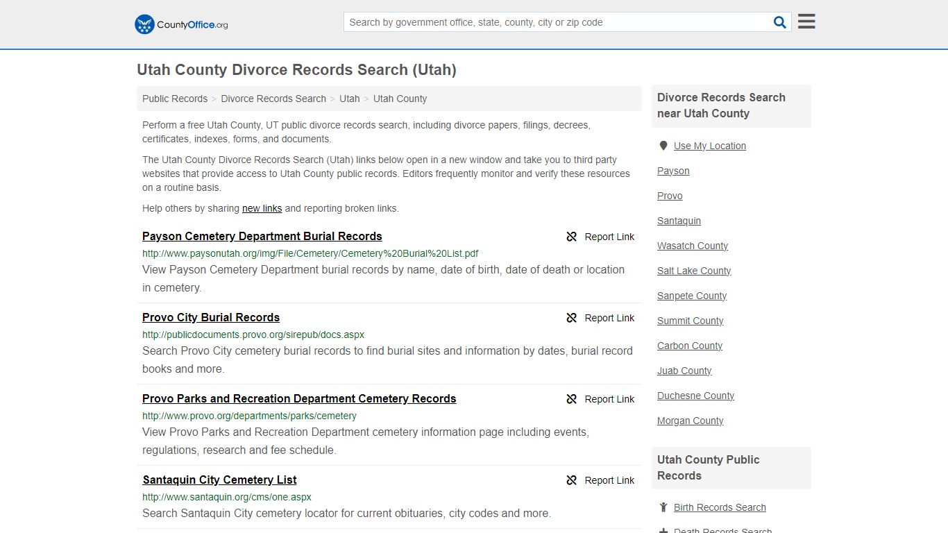 Utah County Divorce Records Search (Utah) - County Office